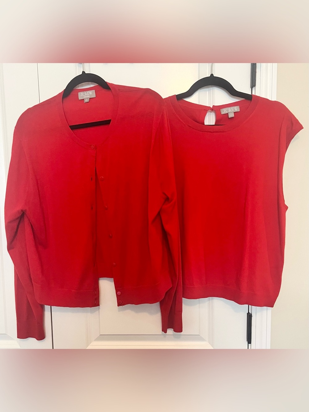 J.Crew Cashmere Red Cardigan & Sweater Twinset XL XXL 2 Piece